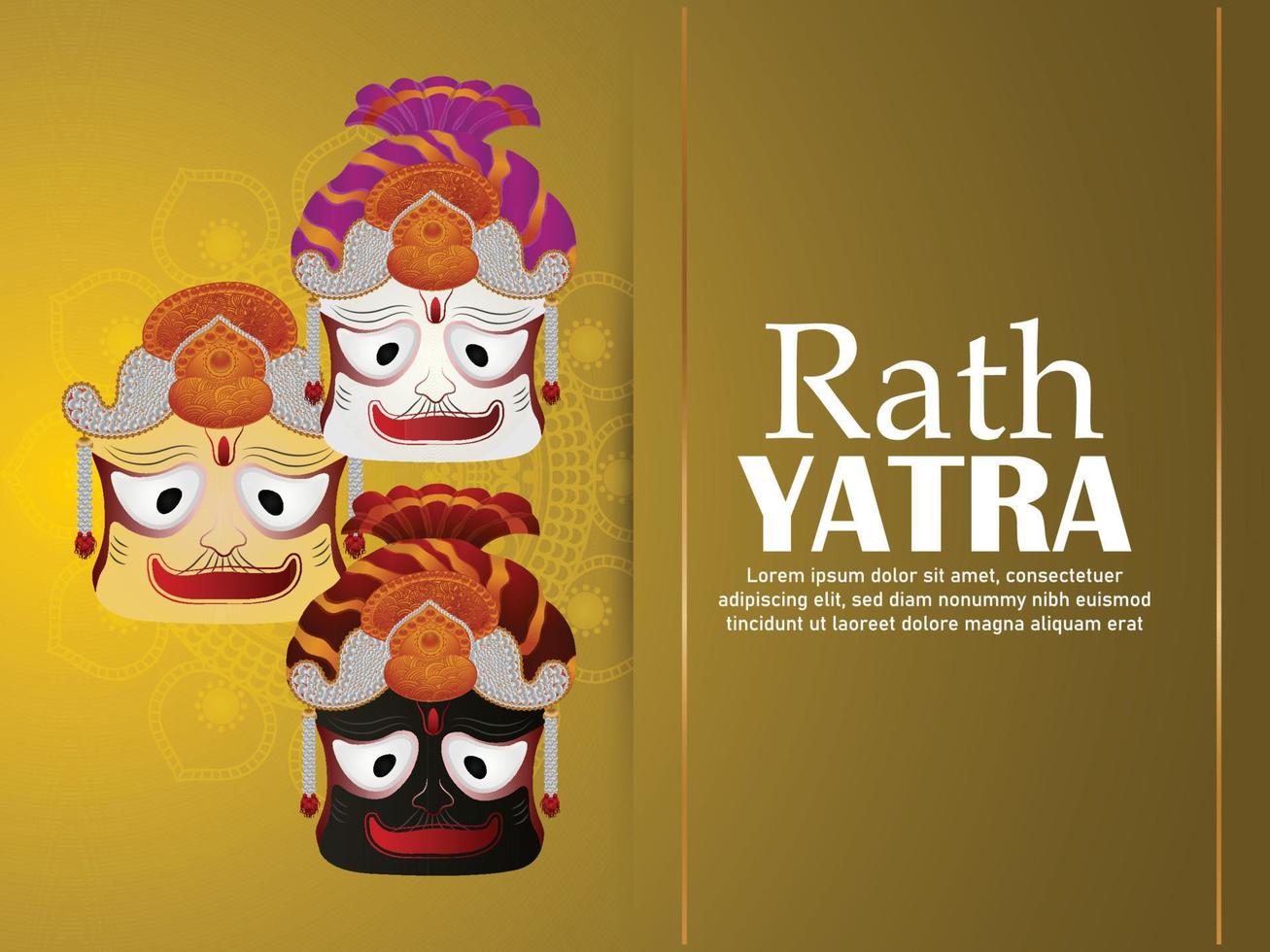 Happy jagannath rath yatra celebration background with vector illustration of lord  jagannath balabhadra and subhadra