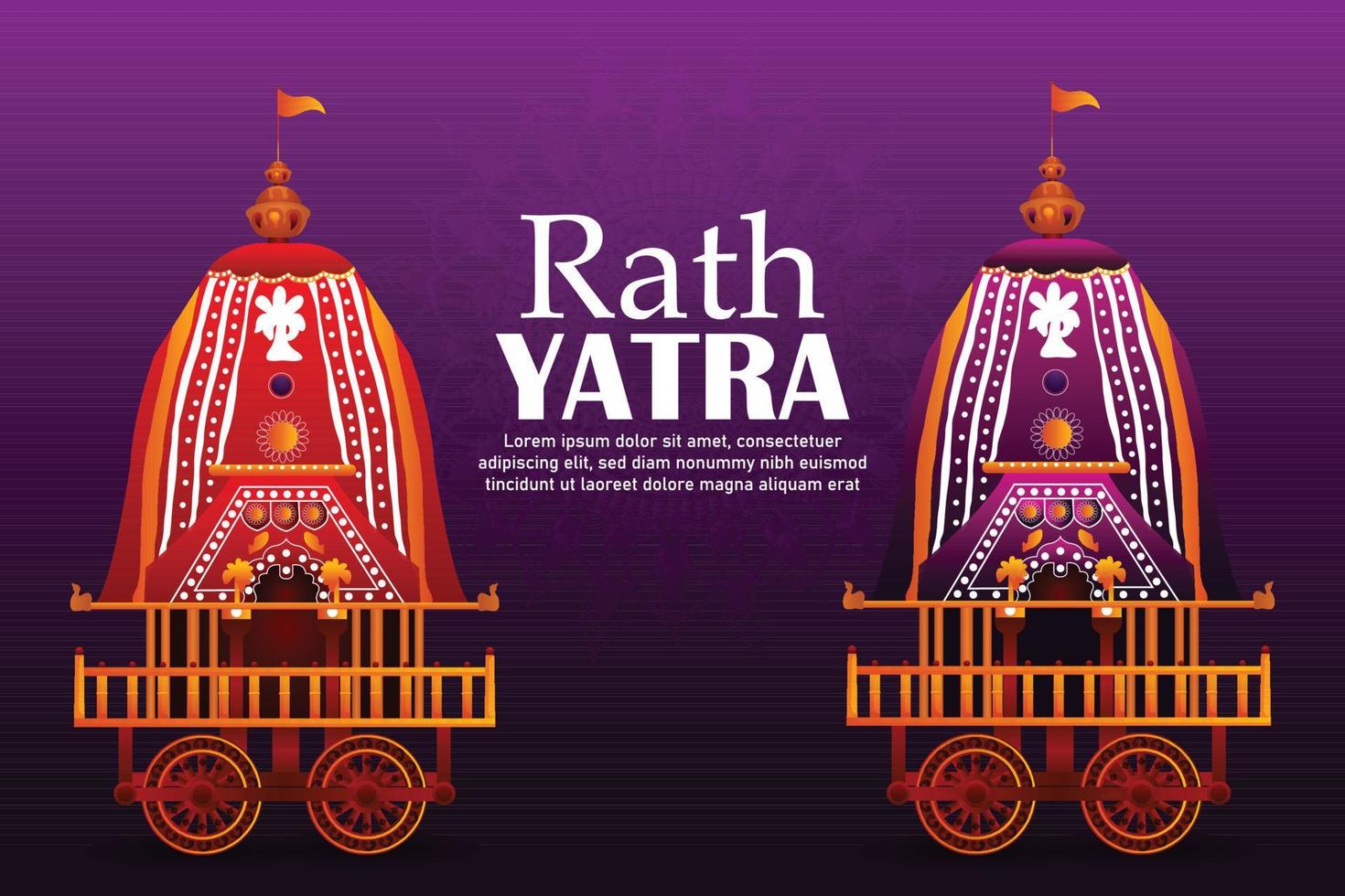 Indian traditional festival happy rath yatra with lord jagannath balabhadra and subhadra vector