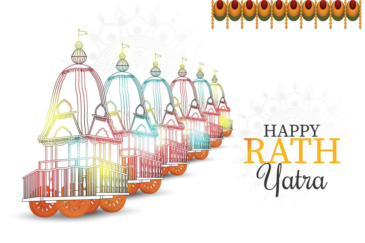 Indian traditional festival happy rath yatra with lord jagannath balabhadra and subhadra vector