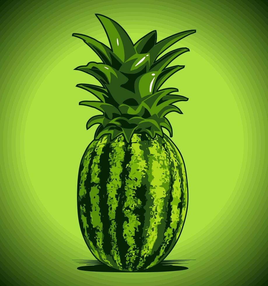 watermelon with pineapple leaf vector