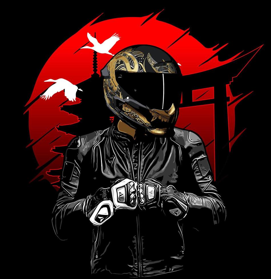 rider front view red background vector