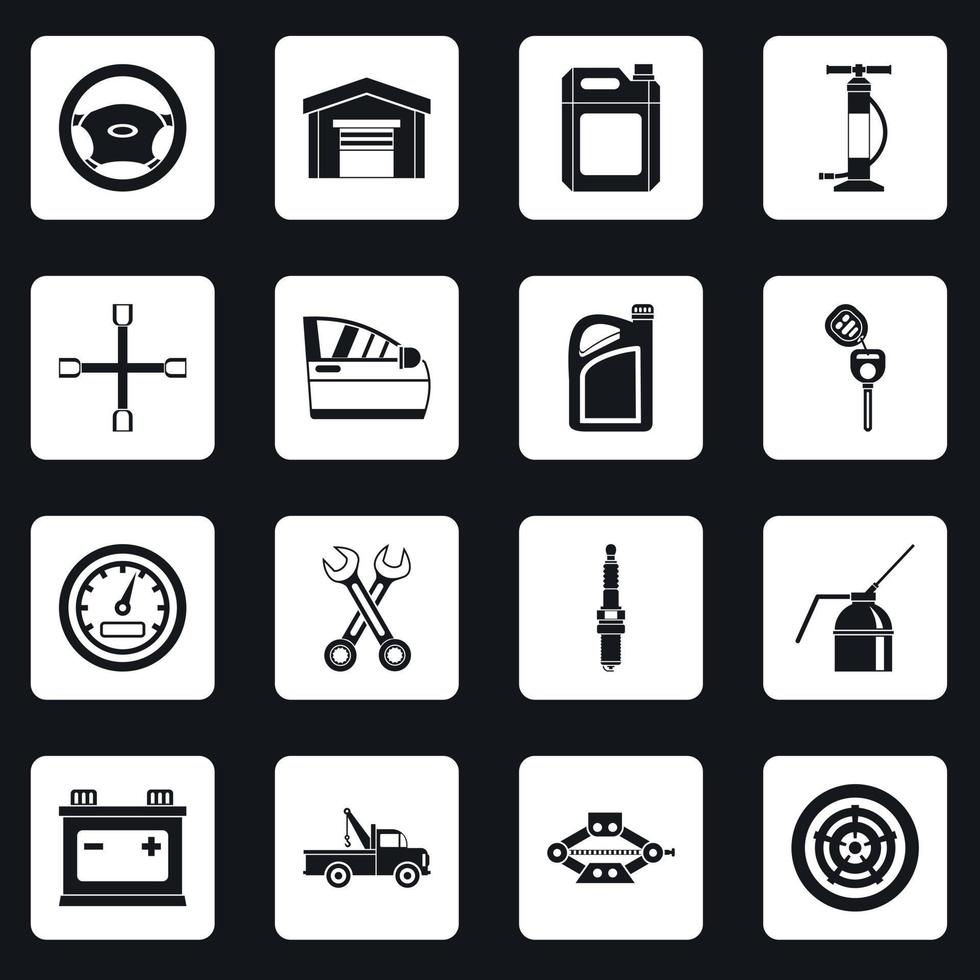 Car maintenance and repair icons set squares vector