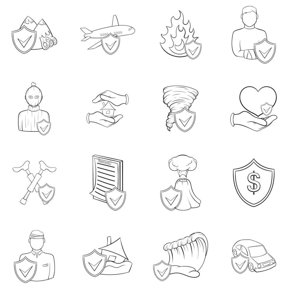 Insurance icons set vector outline