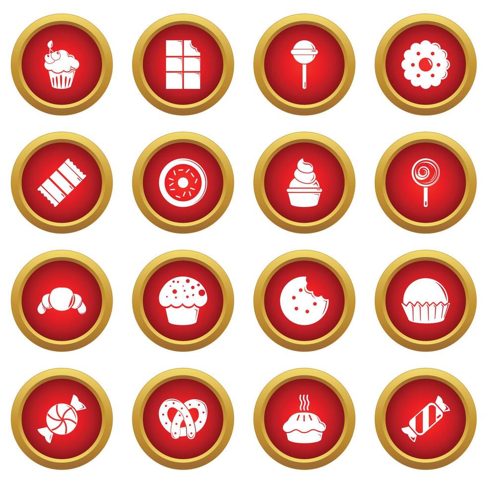 Sweets candy cakes icons set, simple style vector