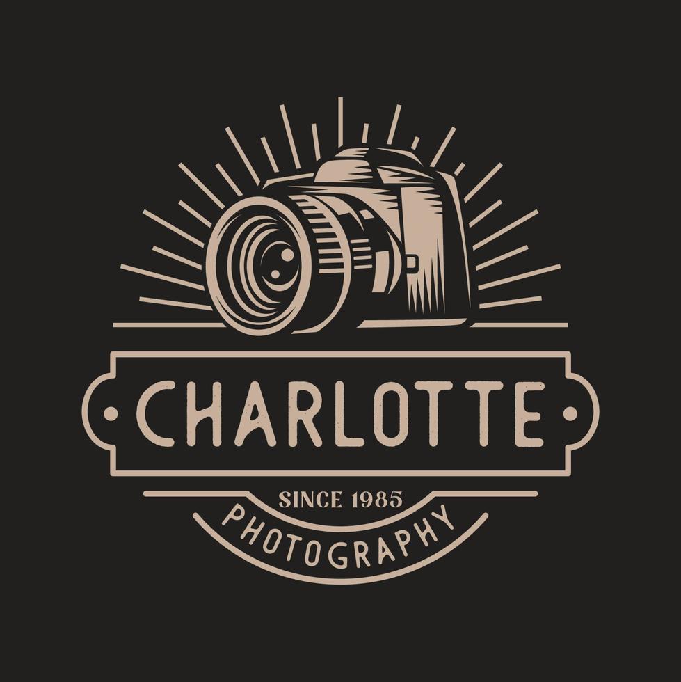 Vintage Retro camera logo design vector