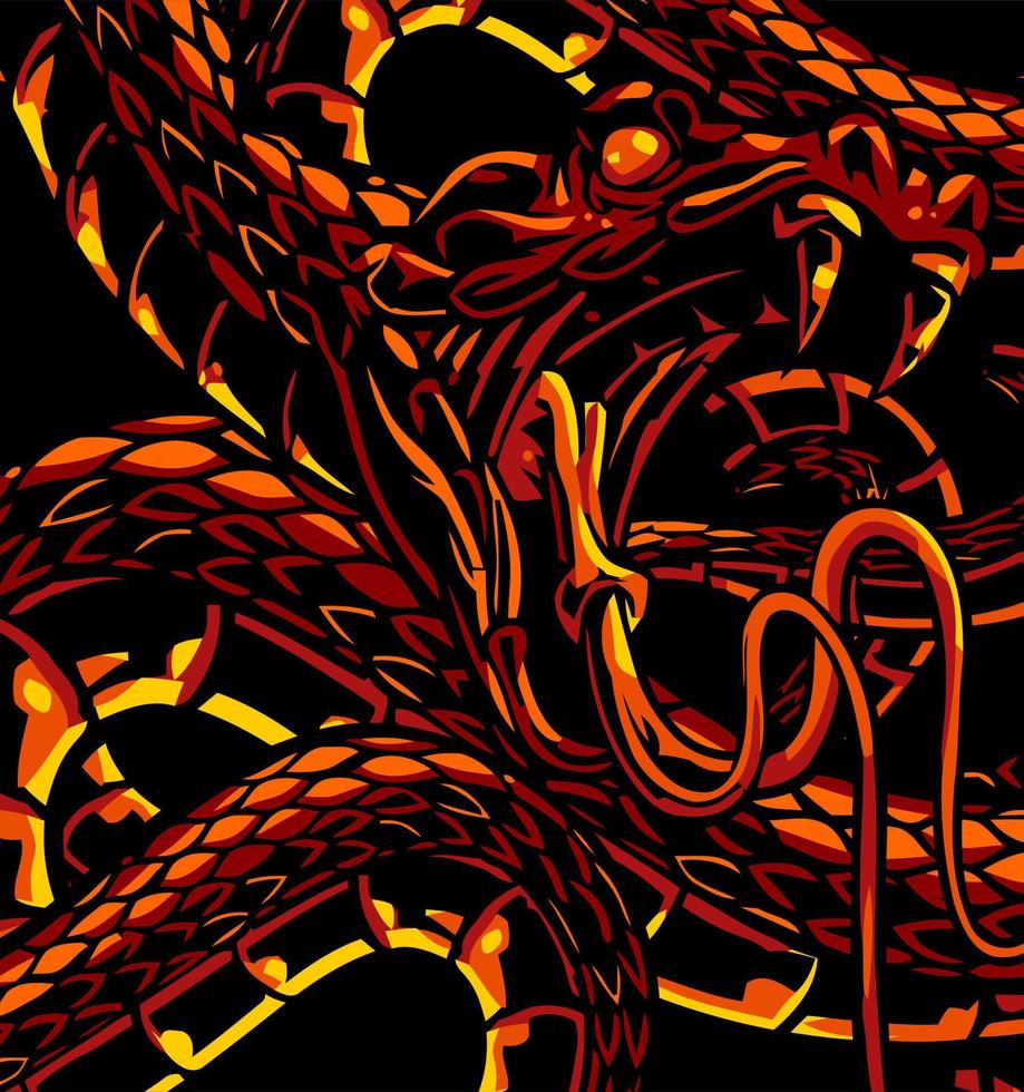 red wild snake vector