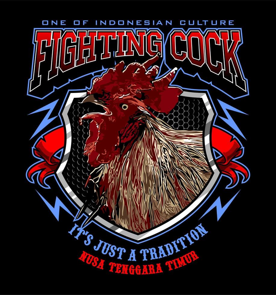 fighting cock and shield vector