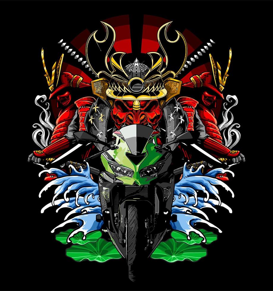 una moto deportiva fondo samurai vector