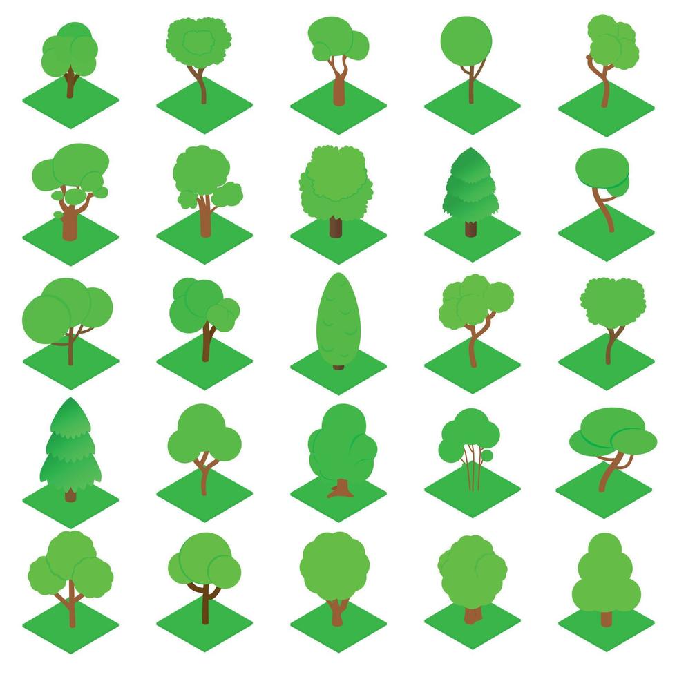 Timber icons set, isometric style vector