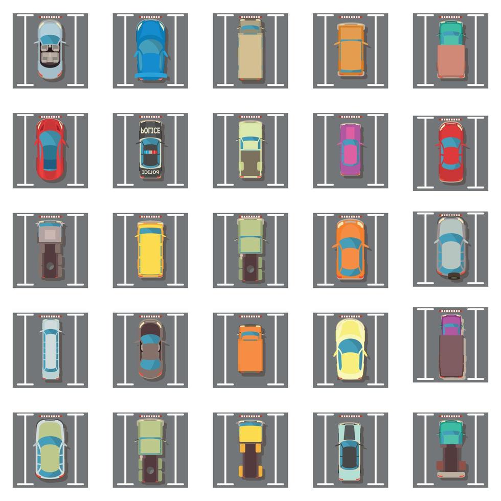 Parking icons set, isometric style vector