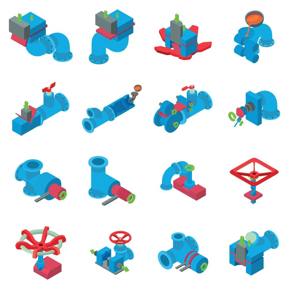 Pipeline icons set, isometric style vector