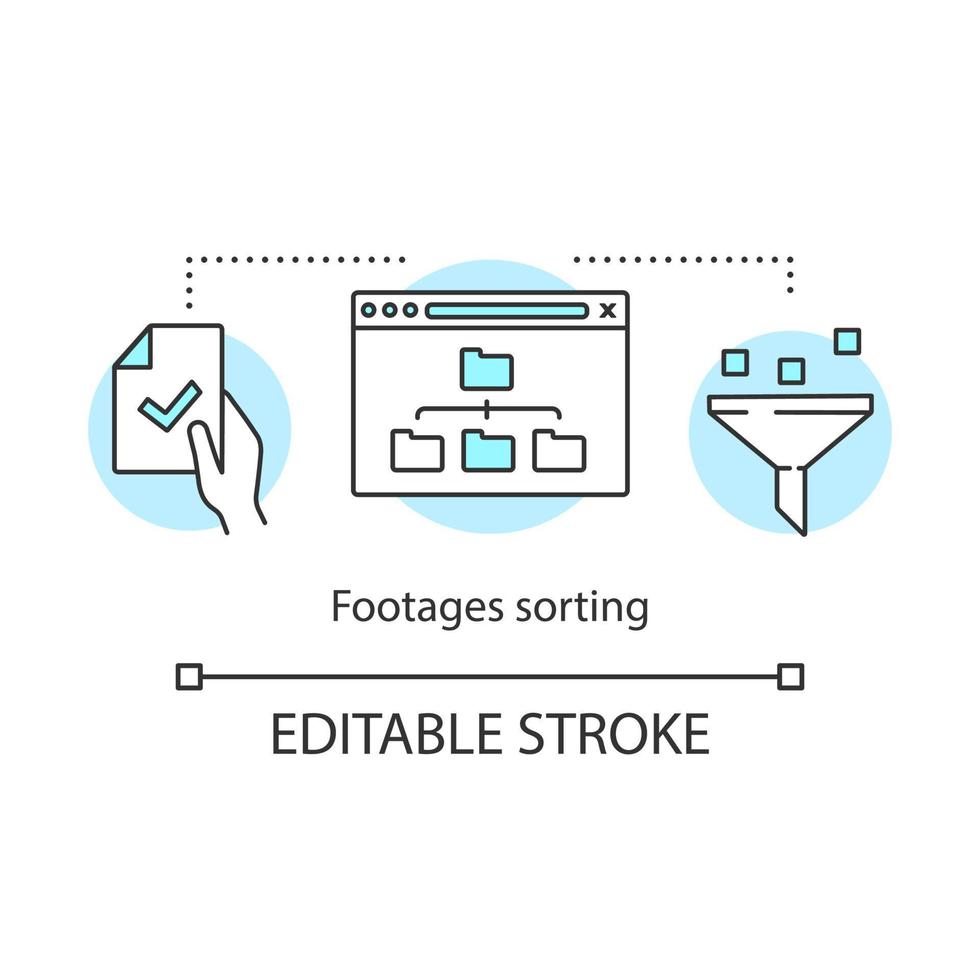 Footage sorting concept icon. Data storage idea thin line illustration ...