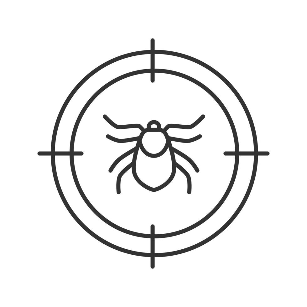 Mite target linear icon. Parasitic insects repellent. Thin line illustration. Contour symbol. Vector isolated outline drawing