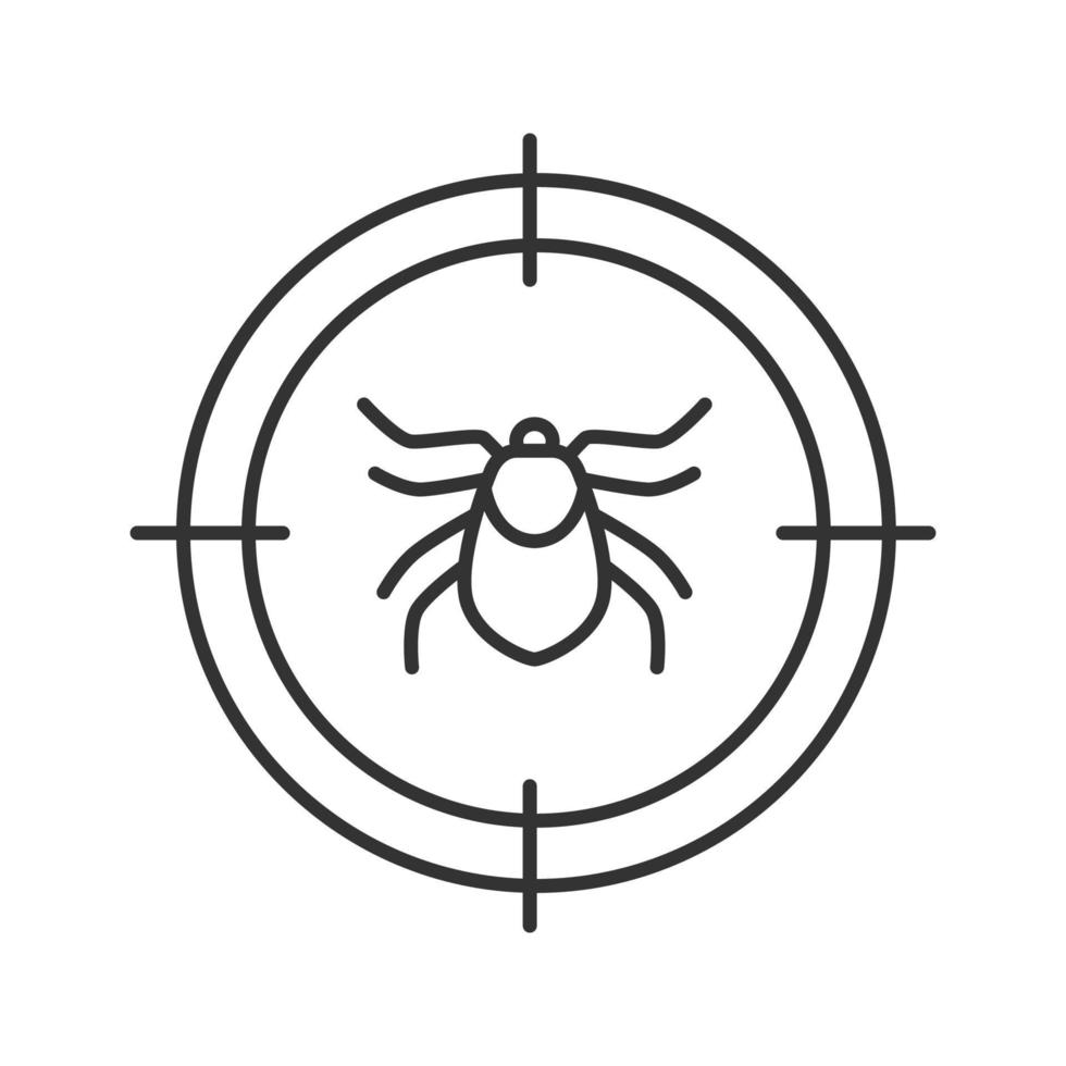 Mite target linear icon. Parasitic insects repellent. Thin line illustration. Contour symbol. Vector isolated outline drawing