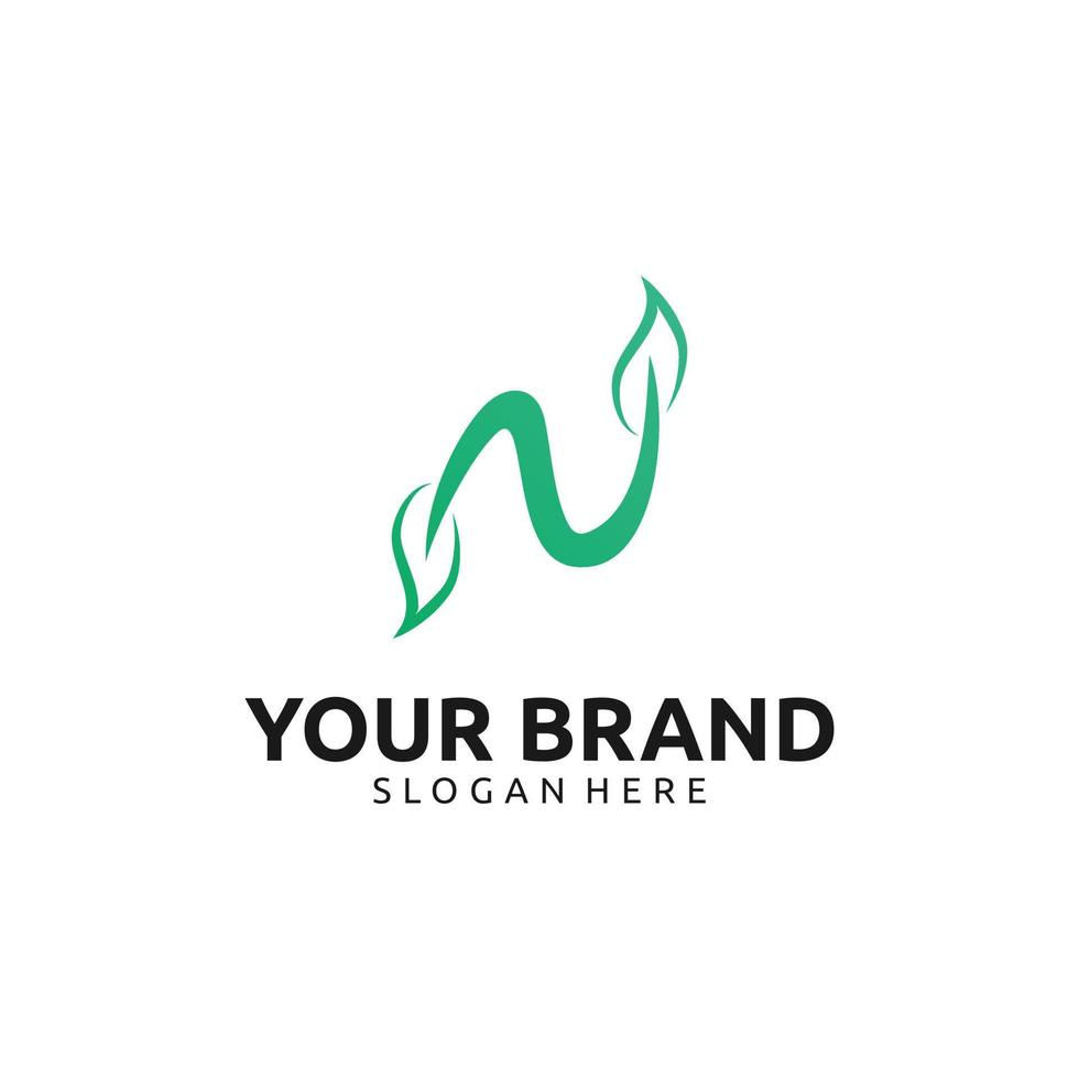 LETTER N LEAF LOGO DESIGN vector