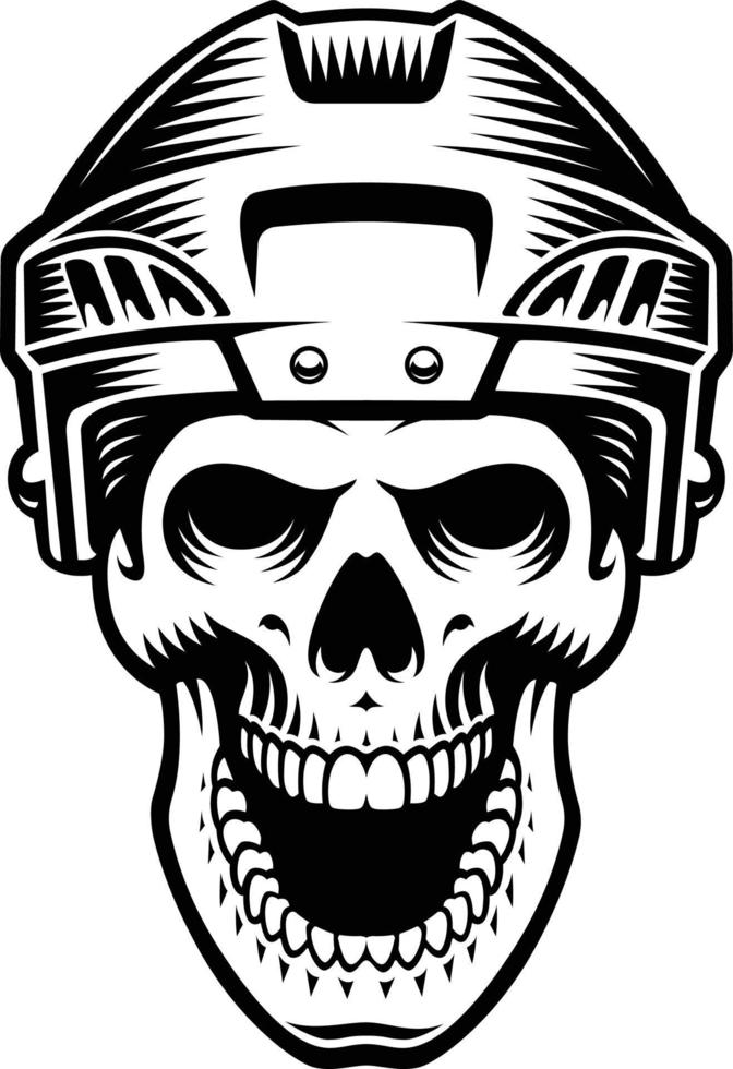 vector skull in hockey helmet on white background