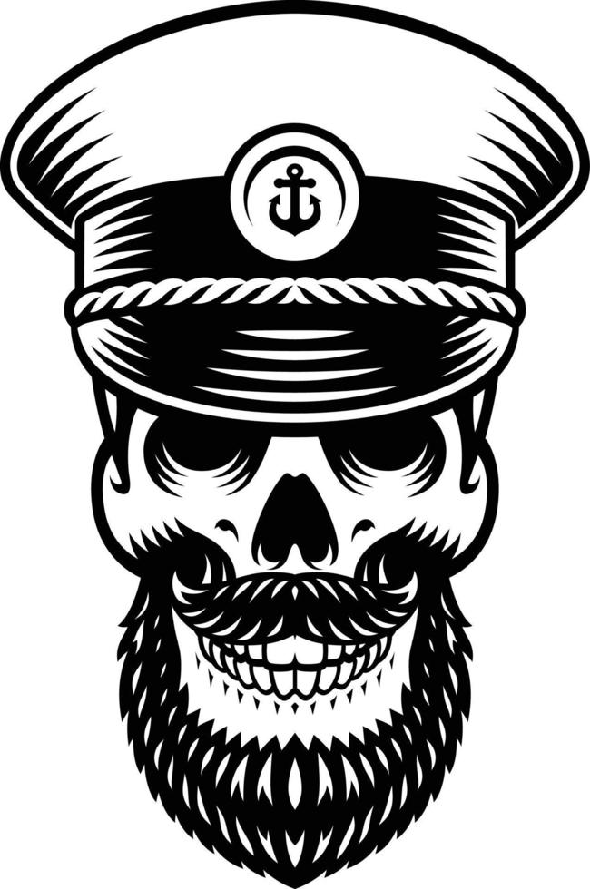 Sailor skull vector illustration in vintage style