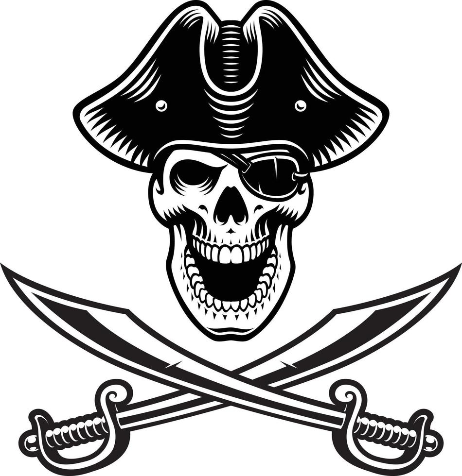 Vector Pirate skull with crossed sabers