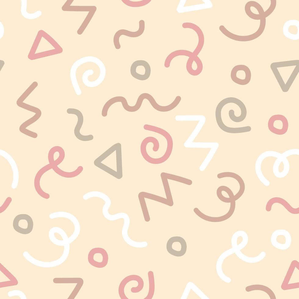 Trendy geometric elements in seamless pattern in pastel colors. Modern design vector