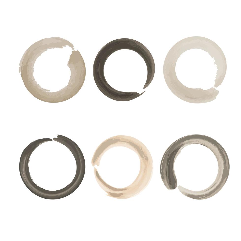 Set of watercolor circles in pastel brown colors. Traces from a coffee cup vector