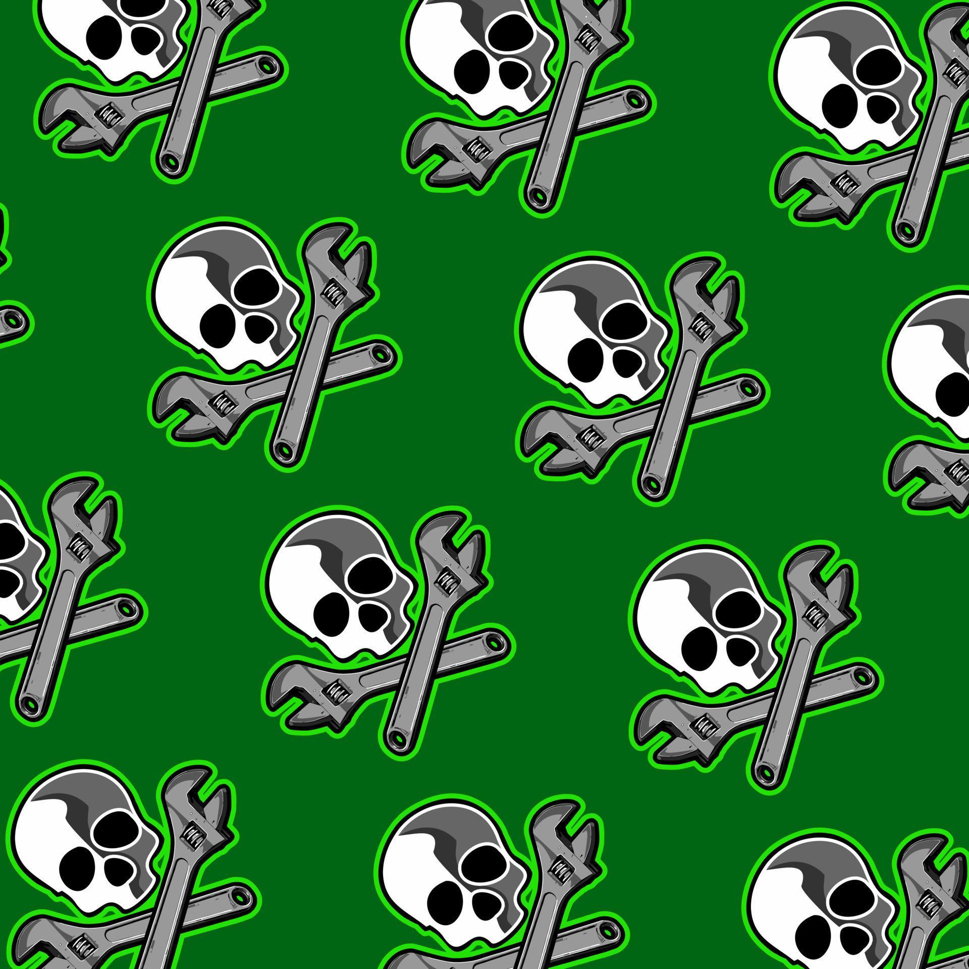 green background skull and wrench 8671697 Vector Art at Vecteezy