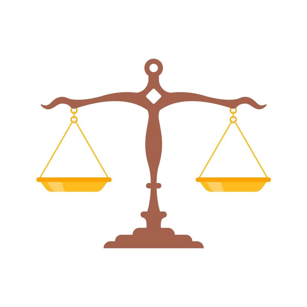 Ancient scales. The concept of justice in judicial judgments of judges. vector