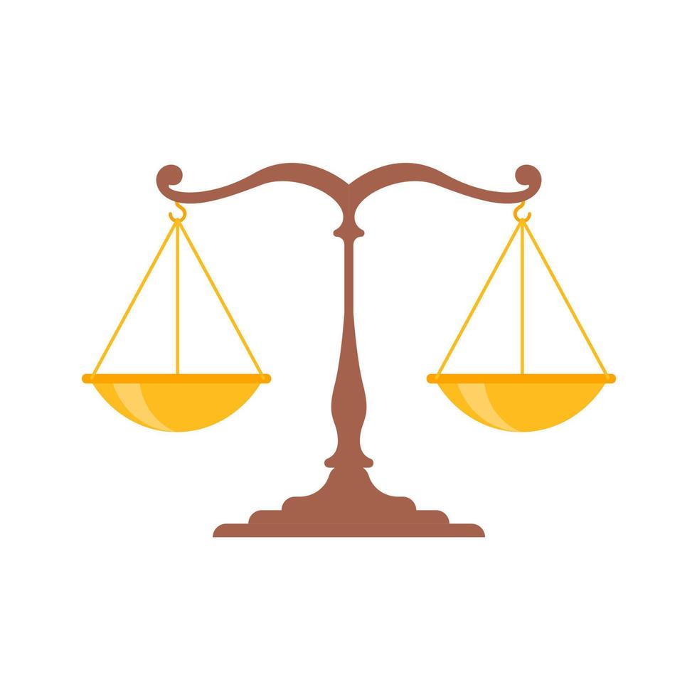 Ancient scales. The concept of justice in judicial judgments of judges. vector