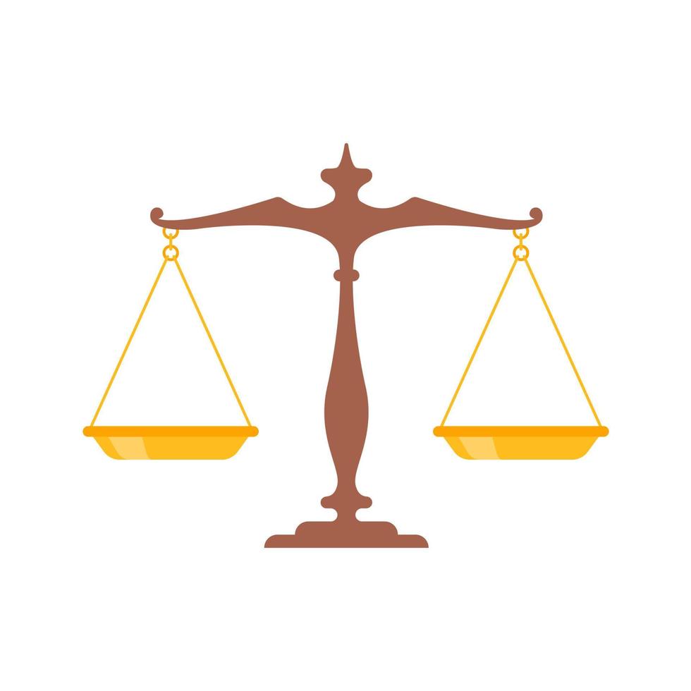 Ancient scales. The concept of justice in judicial judgments of judges. vector