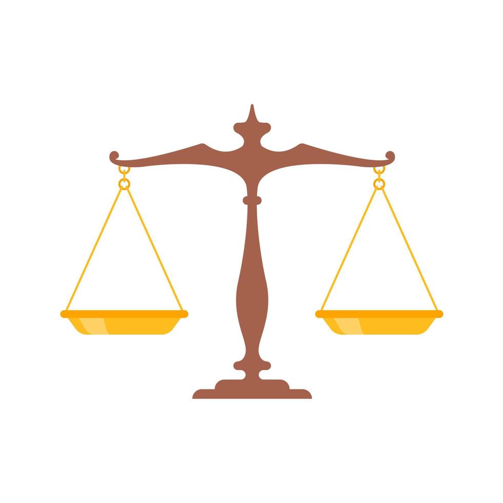 Ancient scales. The concept of justice in judicial judgments of judges. vector