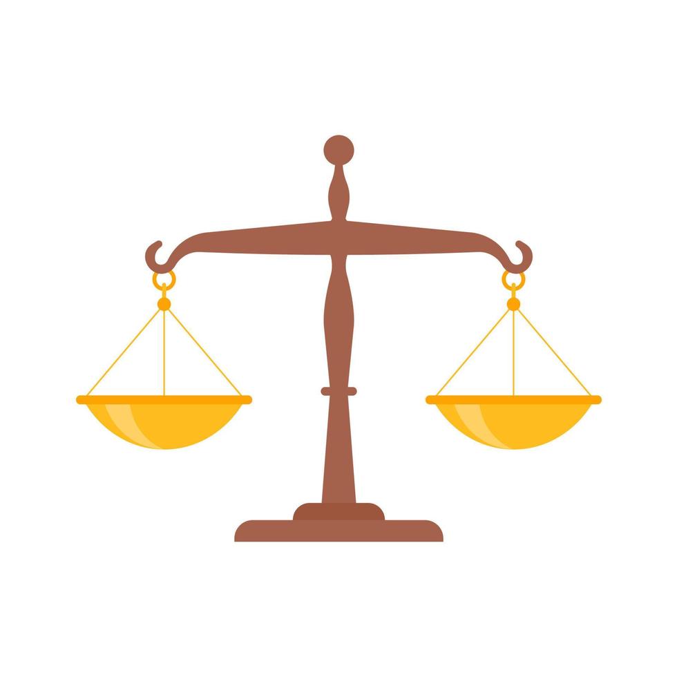 Ancient scales. The concept of justice in judicial judgments of judges. vector