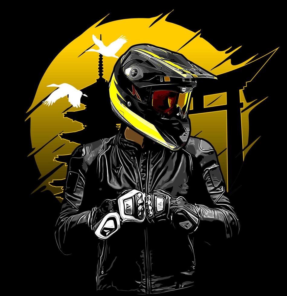 rider front view on yellow background vector