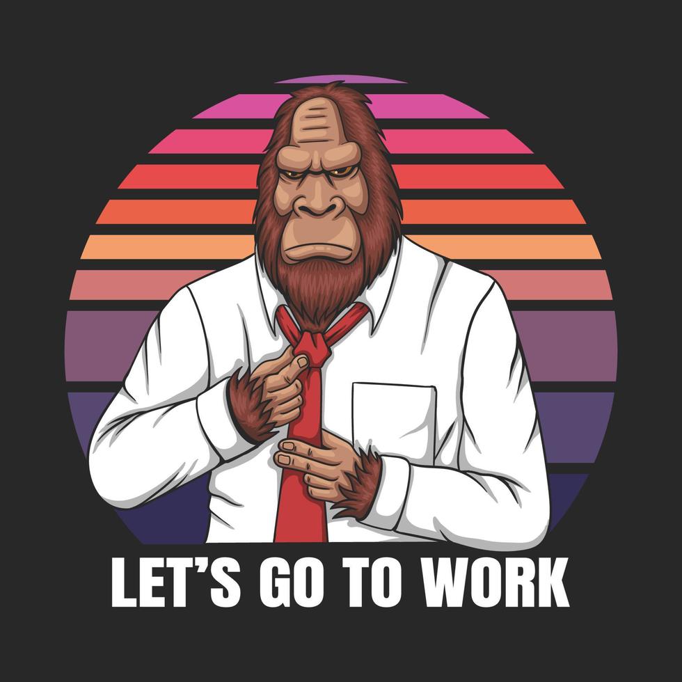 bigfoot usando una camisa que va a ir a trabajar ilustración vectorial vector