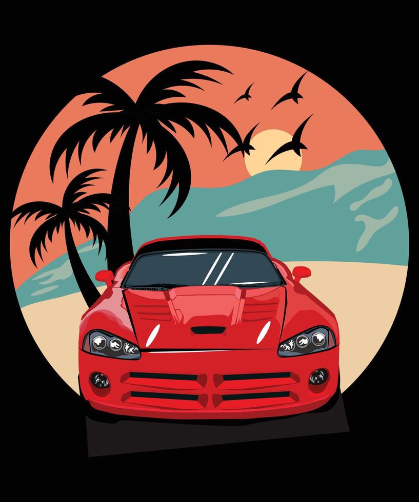 Racing Car Vector T-Shirt Design Template