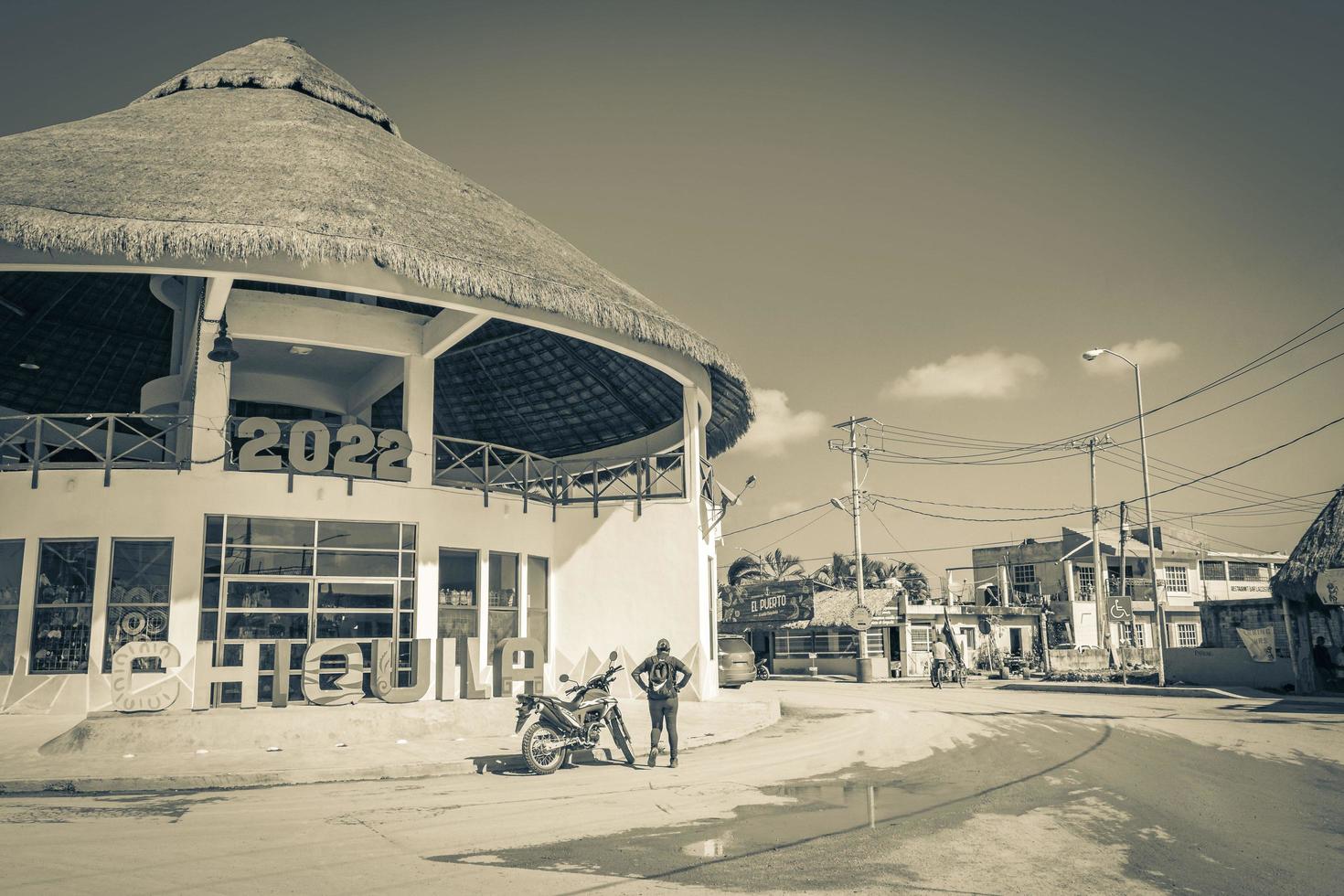 Chiquila Quintana Roo Mexico 2021 Panorama landscape boats port harbor ferries Puerto de Chiquila Mexico. photo