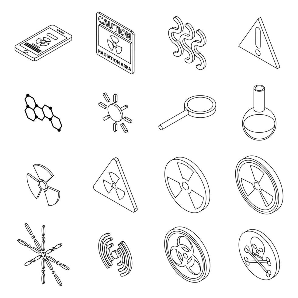 Radiation icons set vector outine