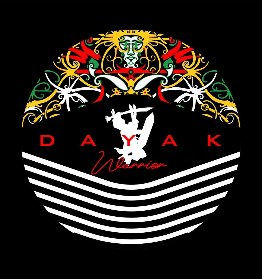 Dayak warrior with Dayak art vector