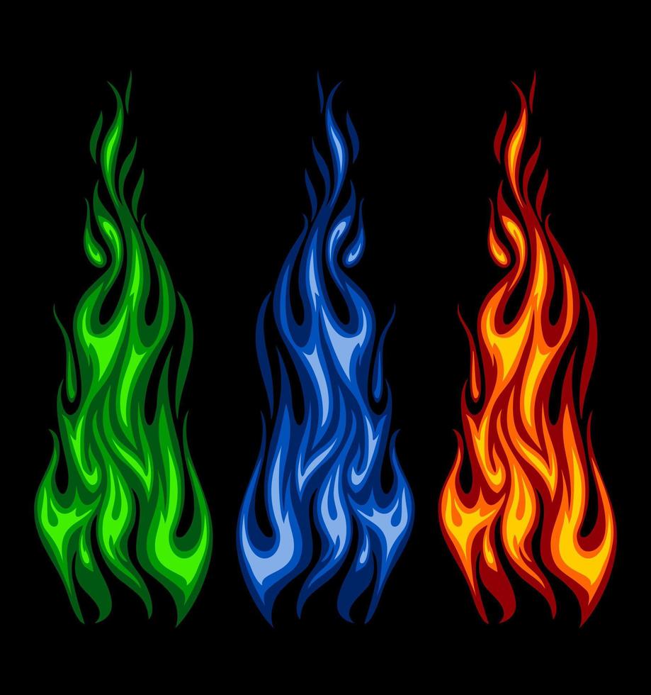 flame that extends 3 colors vector