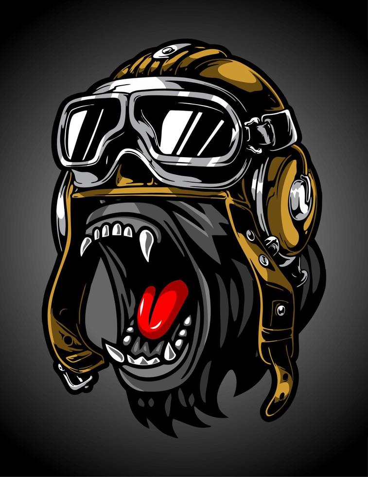 gorilla head with helmet vector