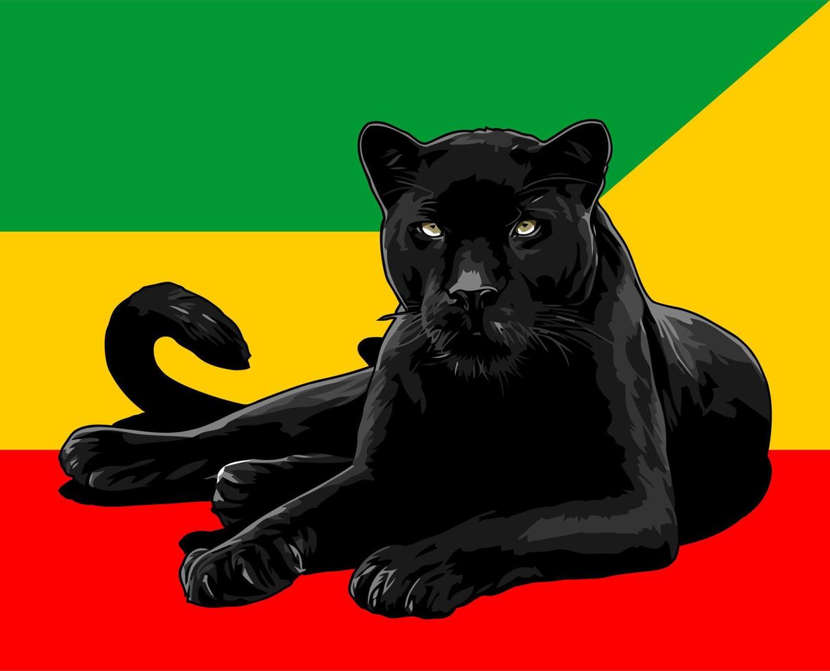 black panther and flag vector