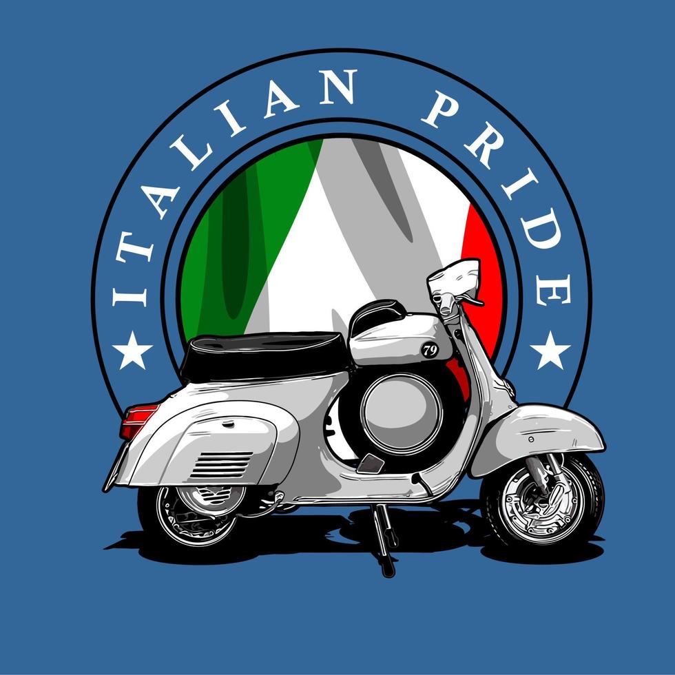 scooter classic and flag vector