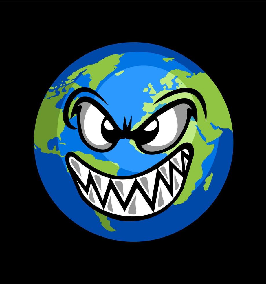 world globe with angry face vector