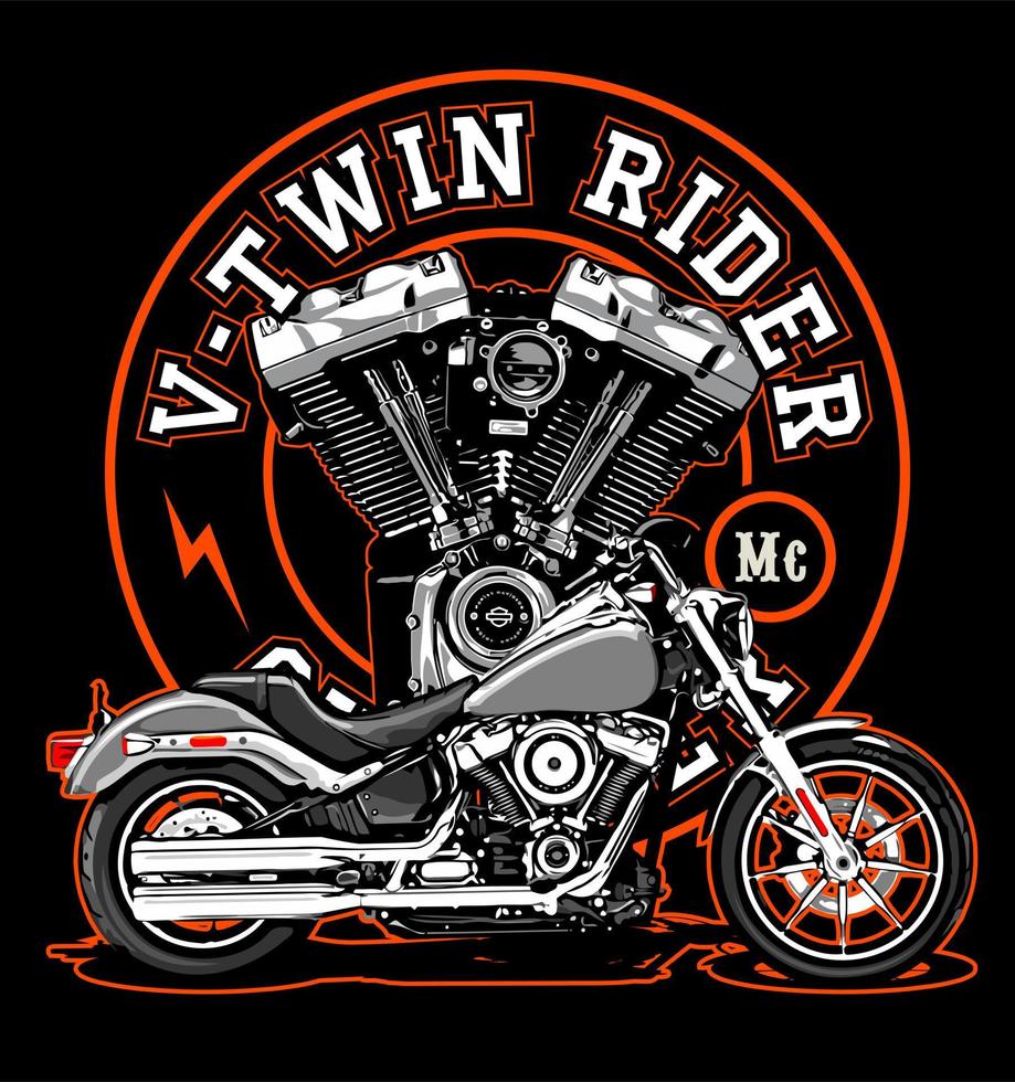 touring bike with v twin engine vector