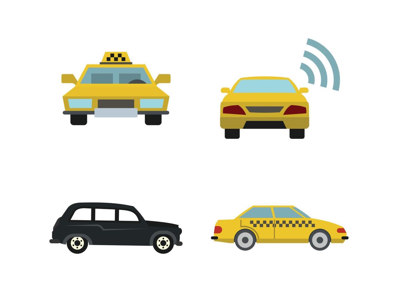 conjunto de iconos de coche de taxi, estilo plano vector