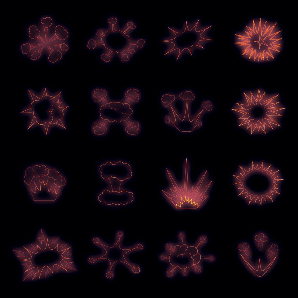 Explosion icons set vector neon