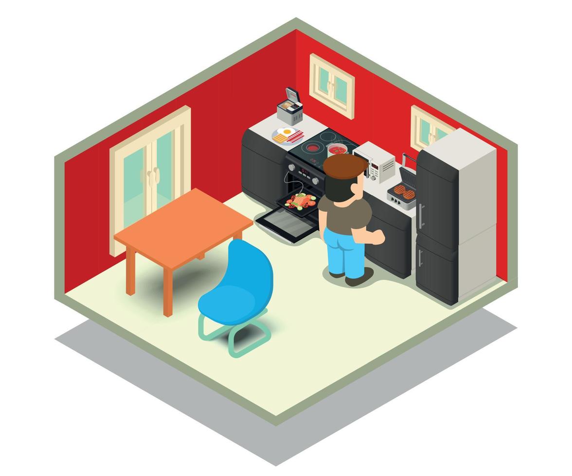 Cuisine concept banner, isometric style vector