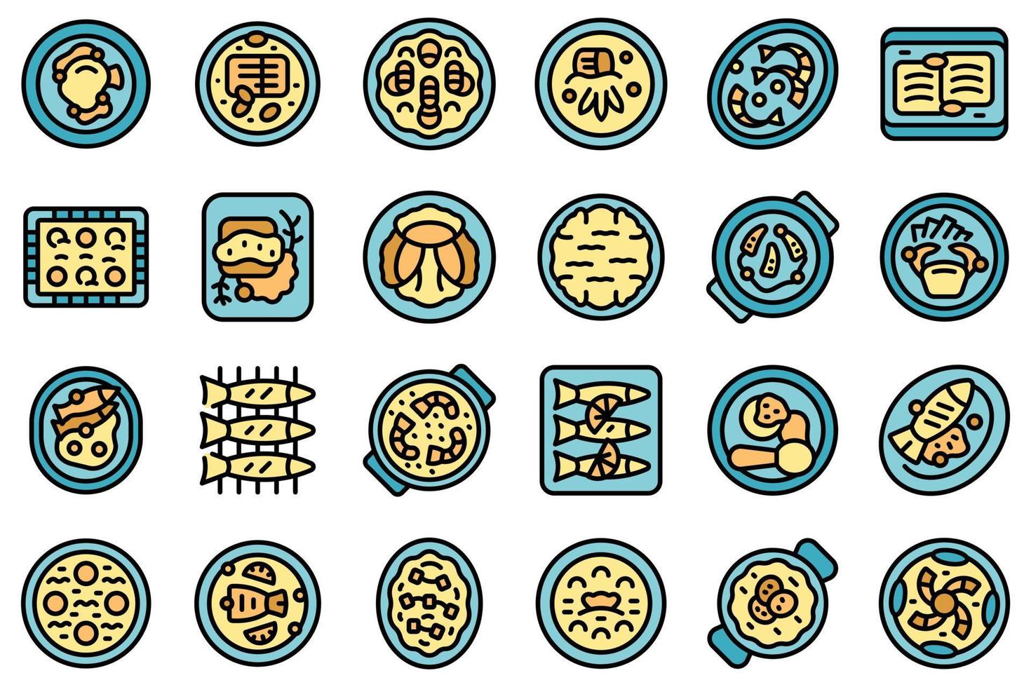 Portugese cuisine icons set vector flat