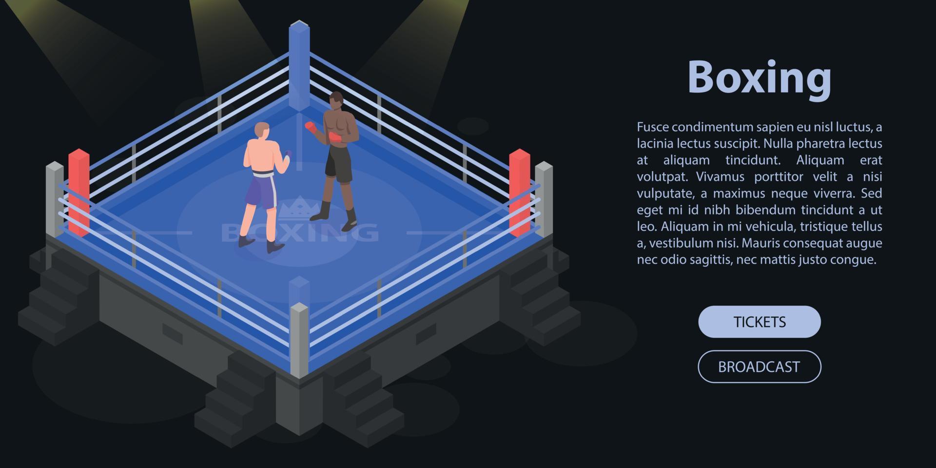 Boxing fight concept banner, isometric style vector