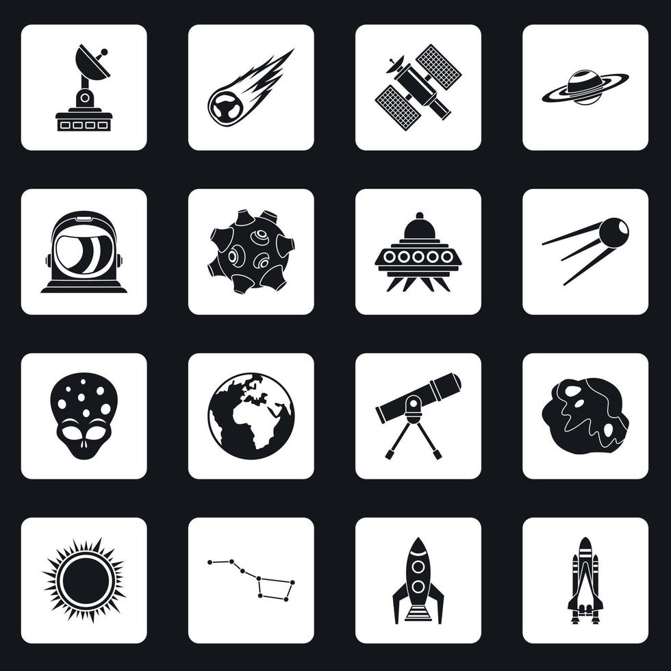 Space icons set squares vector