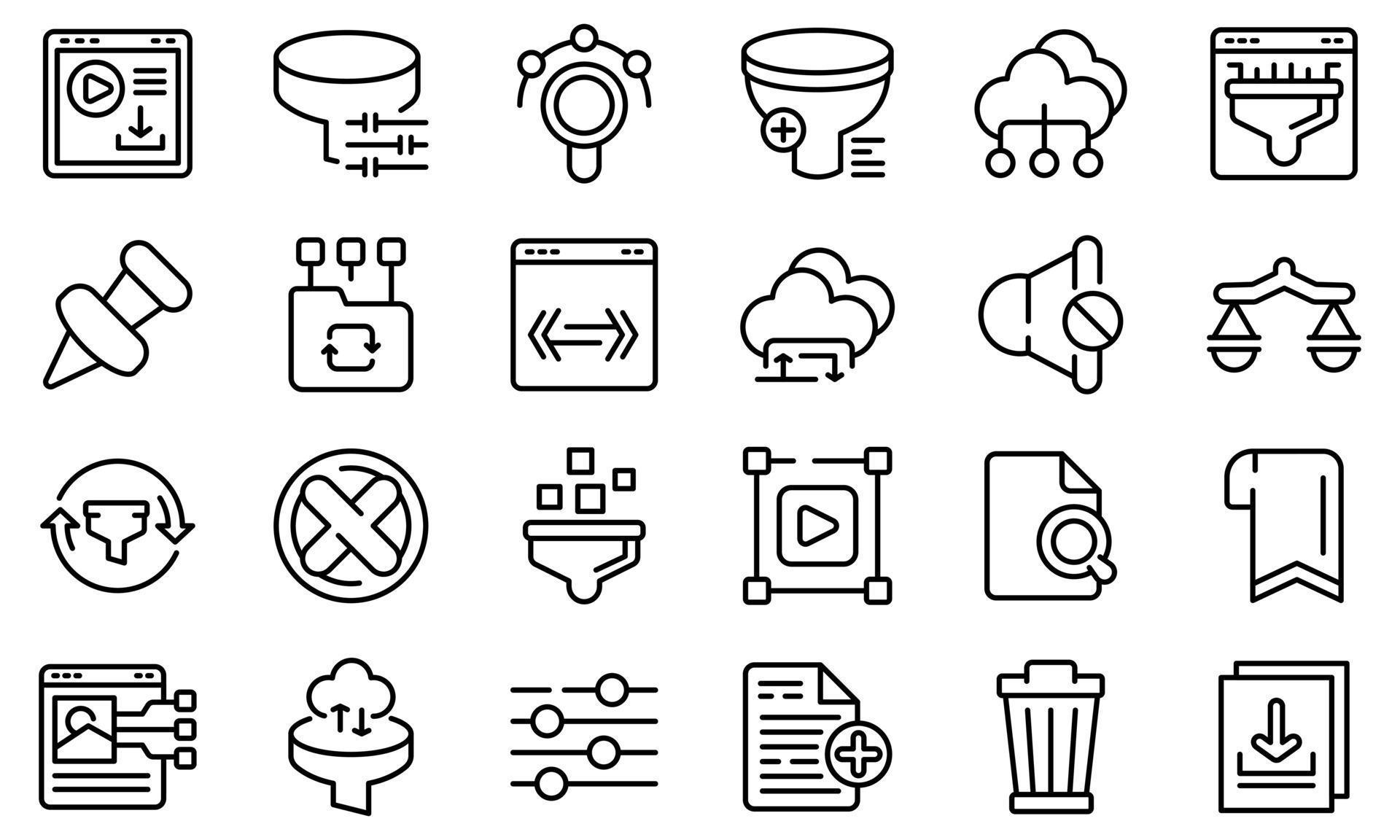 Filter search icons set, outline style 8673324 Vector Art at Vecteezy