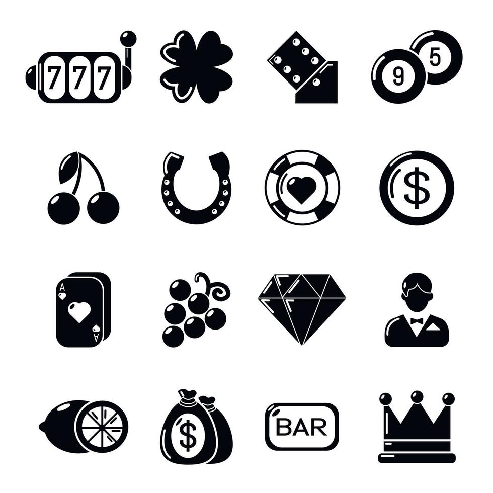 Casino icons set, simple style vector